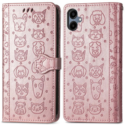 For Samsung Galaxy A06 Case Leather Wallet Flip Phone Cover Cute Cat Dog Pattern