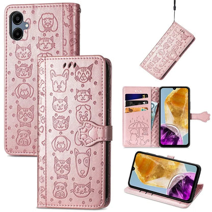 For Samsung Galaxy A06 Case Leather Wallet Flip Phone Cover Cute Cat Dog Pattern