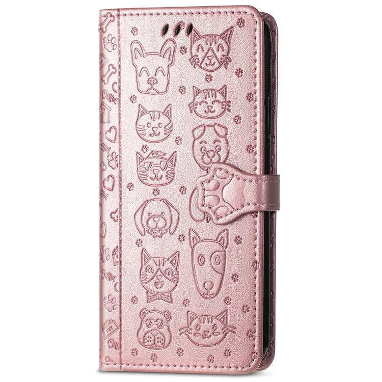 For Samsung Galaxy A06 Case Leather Wallet Flip Phone Cover Cute Cat Dog Pattern
