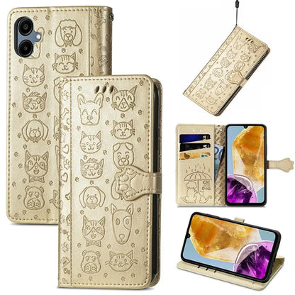 For Samsung Galaxy A06 Case Leather Wallet Flip Phone Cover Cute Cat Dog Pattern
