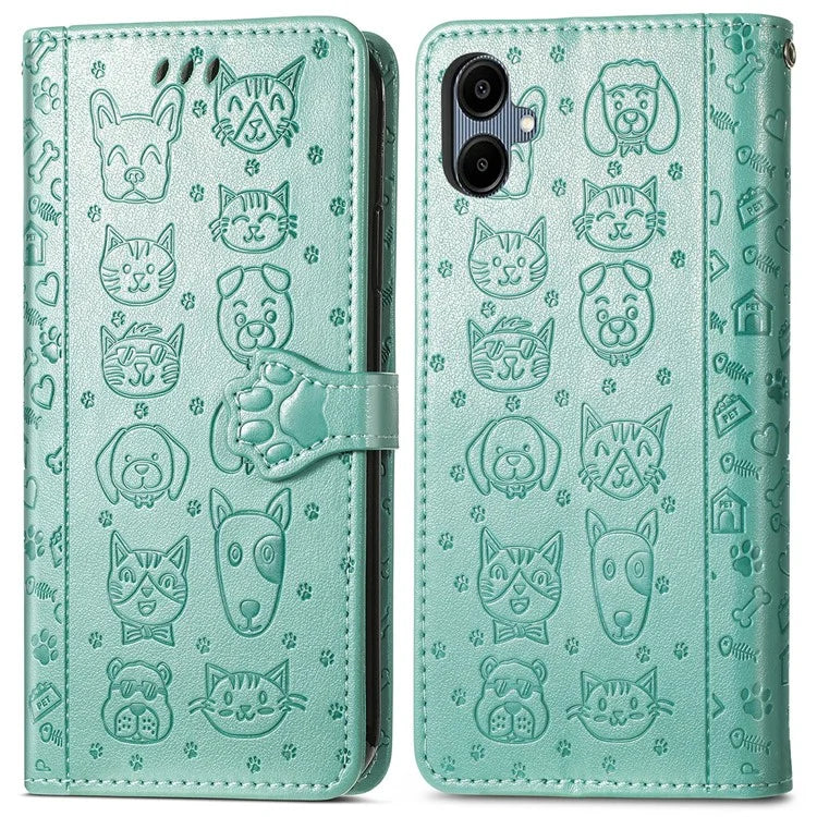 For Samsung Galaxy A06 Case Leather Wallet Flip Phone Cover Cute Cat Dog Pattern