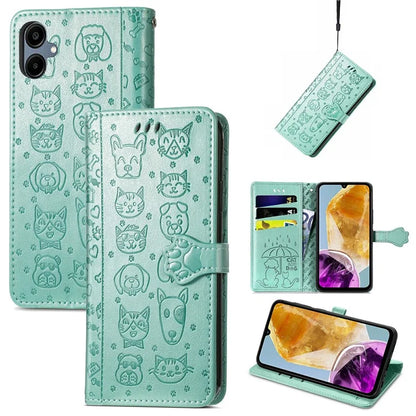 For Samsung Galaxy A06 Case Leather Wallet Flip Phone Cover Cute Cat Dog Pattern