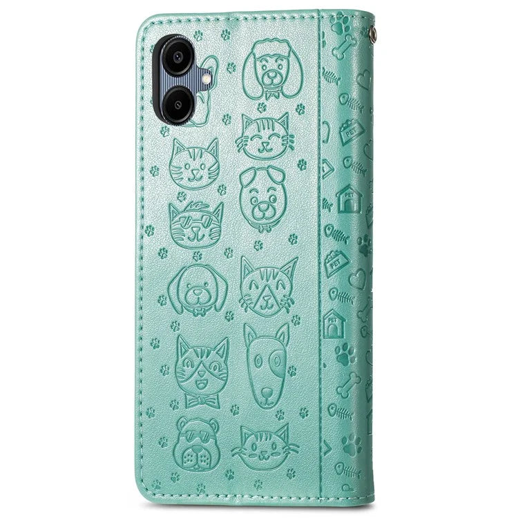 For Samsung Galaxy A06 Case Leather Wallet Flip Phone Cover Cute Cat Dog Pattern