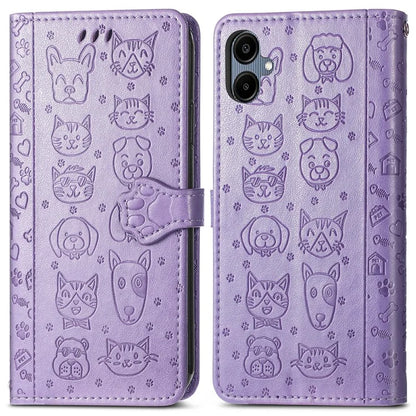 For Samsung Galaxy A06 Case Leather Wallet Flip Phone Cover Cute Cat Dog Pattern