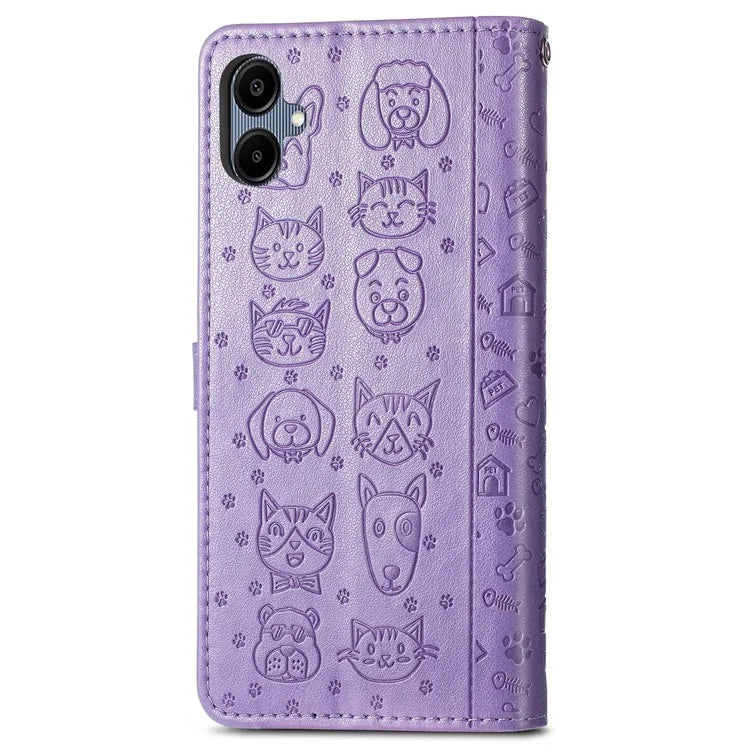 For Samsung Galaxy A06 Case Leather Wallet Flip Phone Cover Cute Cat Dog Pattern