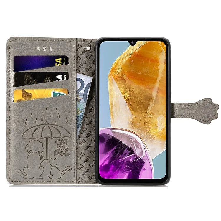For Samsung Galaxy A06 Case Leather Wallet Flip Phone Cover Cute Cat Dog Pattern
