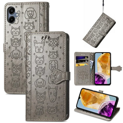 For Samsung Galaxy A06 Case Leather Wallet Flip Phone Cover Cute Cat Dog Pattern