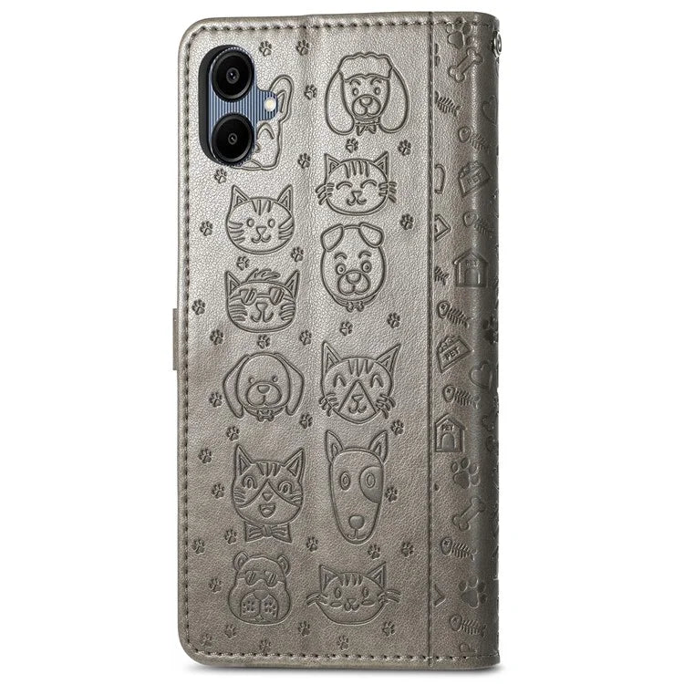 For Samsung Galaxy A06 Case Leather Wallet Flip Phone Cover Cute Cat Dog Pattern