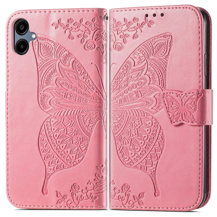 For Samsung Galaxy A06 Case PU Leather Wallet Phone Cover Butterfly Pattern