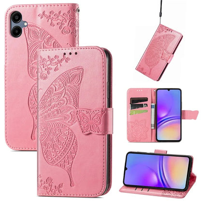 For Samsung Galaxy A06 Case PU Leather Wallet Phone Cover Butterfly Pattern
