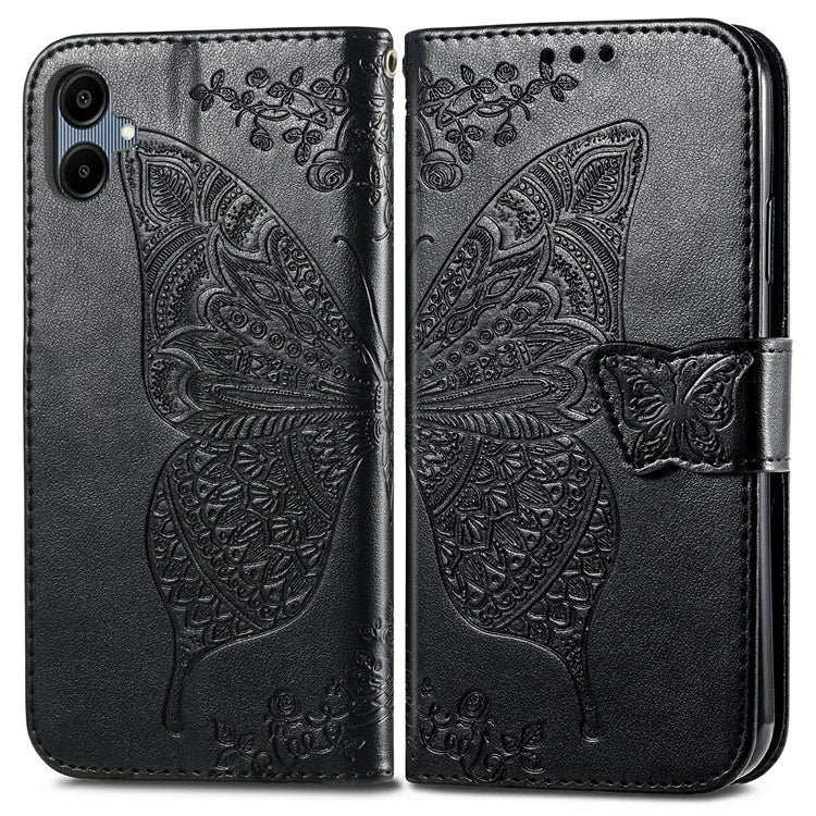 For Samsung Galaxy A06 Case PU Leather Wallet Phone Cover Butterfly Pattern