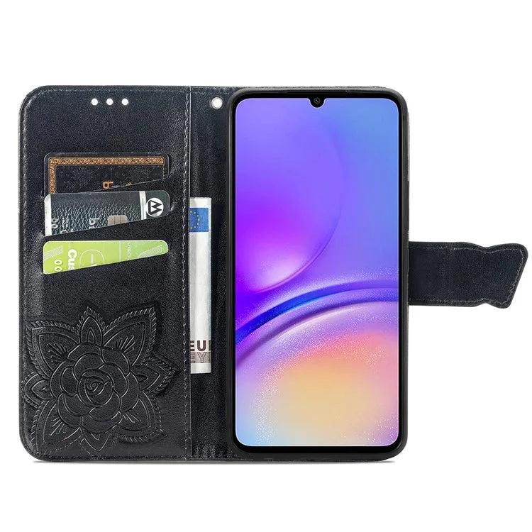 For Samsung Galaxy A06 Case PU Leather Wallet Phone Cover Butterfly Pattern