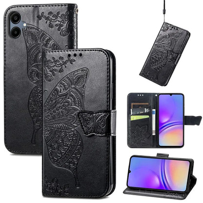 For Samsung Galaxy A06 Case PU Leather Wallet Phone Cover Butterfly Pattern