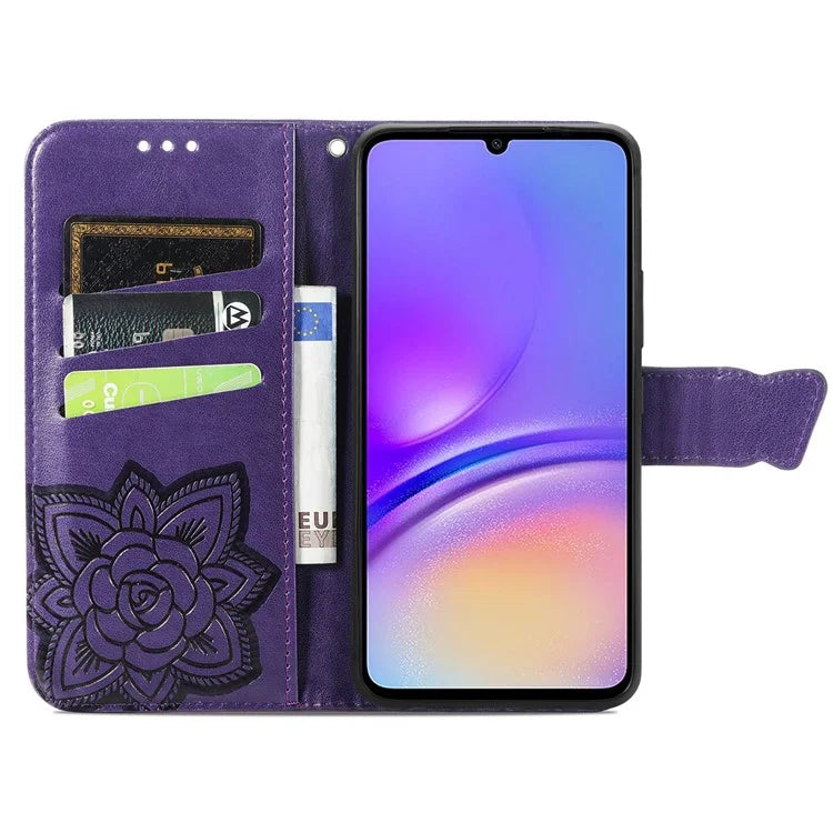 For Samsung Galaxy A06 Case PU Leather Wallet Phone Cover Butterfly Pattern