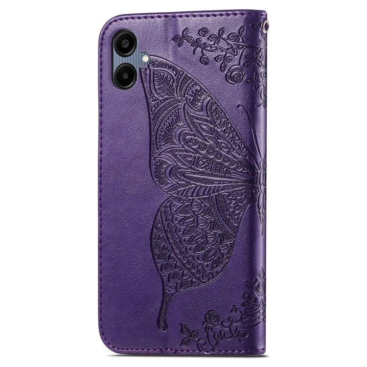 For Samsung Galaxy A06 Case PU Leather Wallet Phone Cover Butterfly Pattern