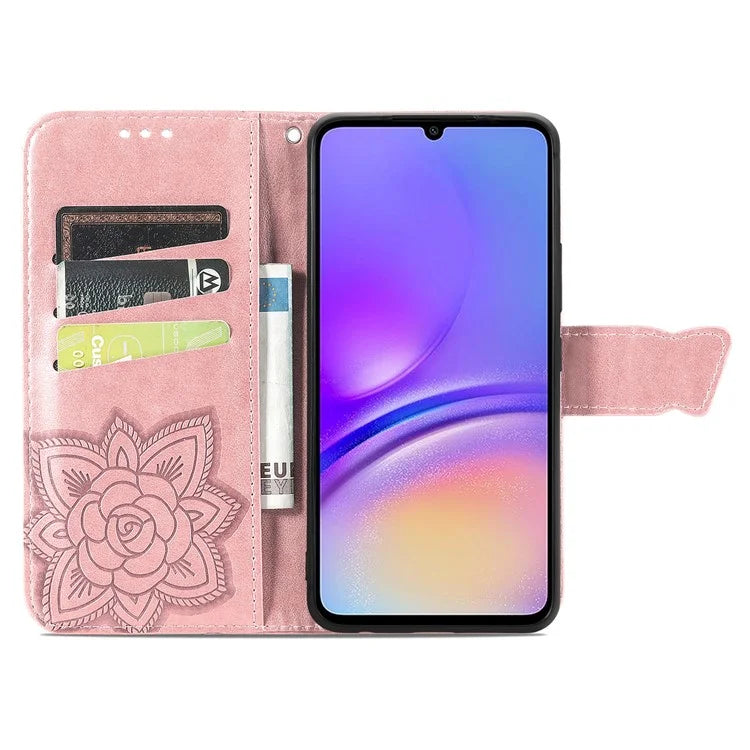 For Samsung Galaxy A06 Case PU Leather Wallet Phone Cover Butterfly Pattern