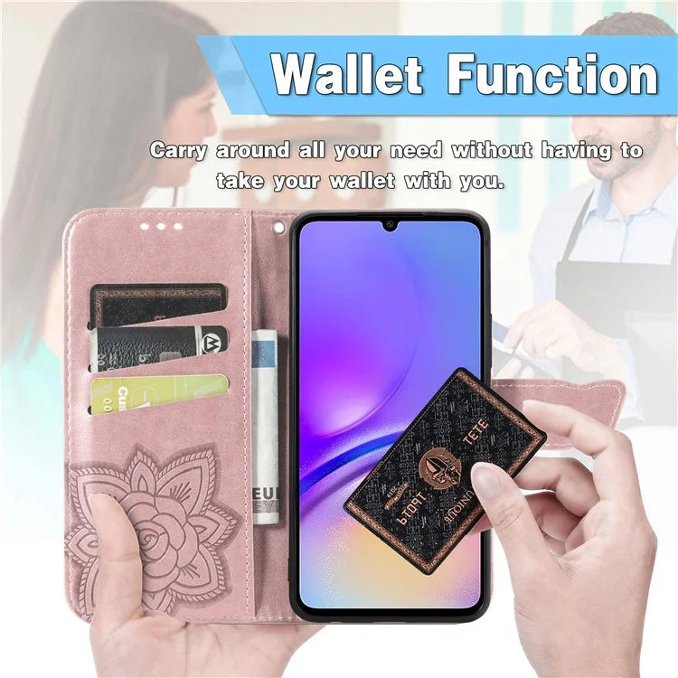 For Samsung Galaxy A06 Case PU Leather Wallet Phone Cover Butterfly Pattern