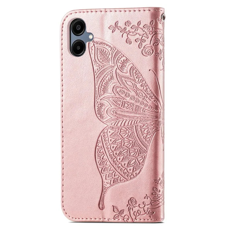 For Samsung Galaxy A06 Case PU Leather Wallet Phone Cover Butterfly Pattern
