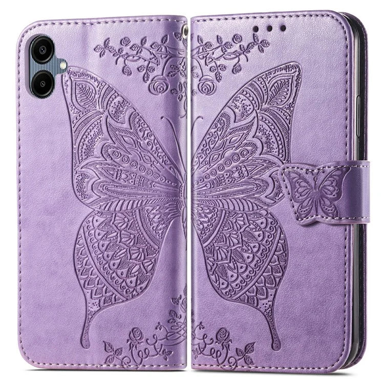For Samsung Galaxy A06 Case PU Leather Wallet Phone Cover Butterfly Pattern