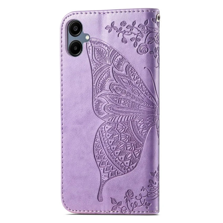 For Samsung Galaxy A06 Case PU Leather Wallet Phone Cover Butterfly Pattern