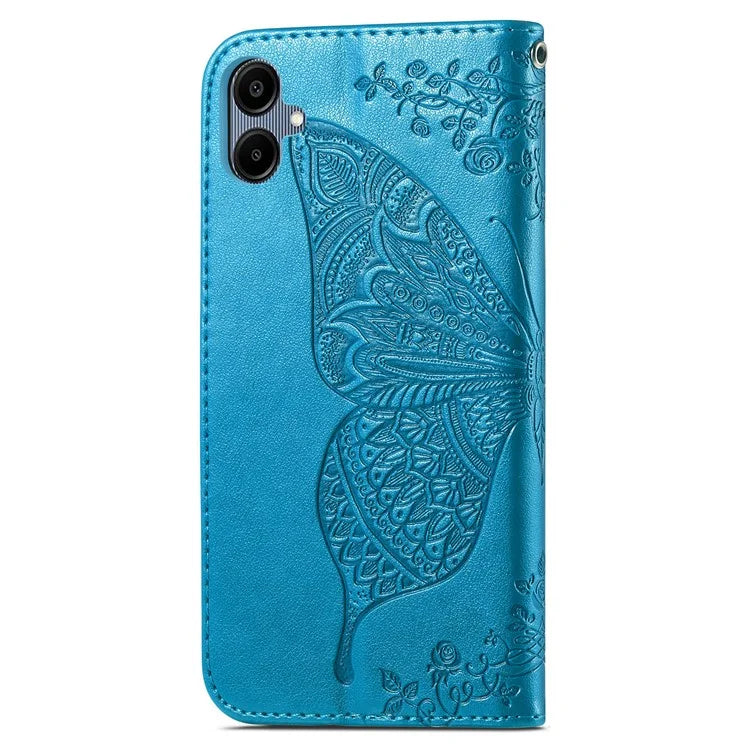 For Samsung Galaxy A06 Case PU Leather Wallet Phone Cover Butterfly Pattern