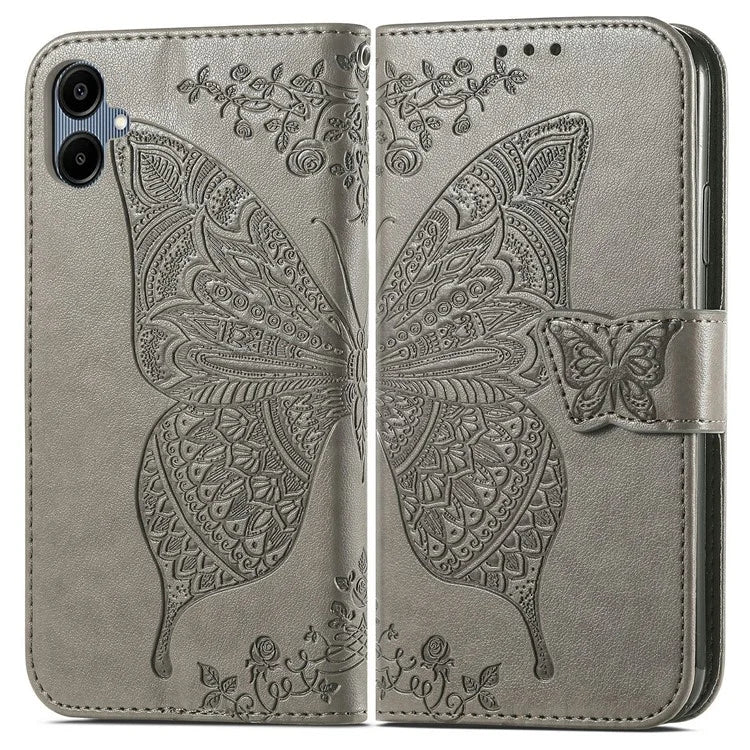For Samsung Galaxy A06 Case PU Leather Wallet Phone Cover Butterfly Pattern