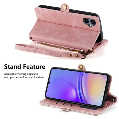 For Samsung Galaxy A06 Case Zipper Wallet Geometry Lines Leather Phone Cover