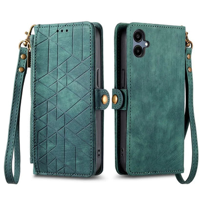 For Samsung Galaxy A06 Case Zipper Wallet Geometry Lines Leather Phone Cover