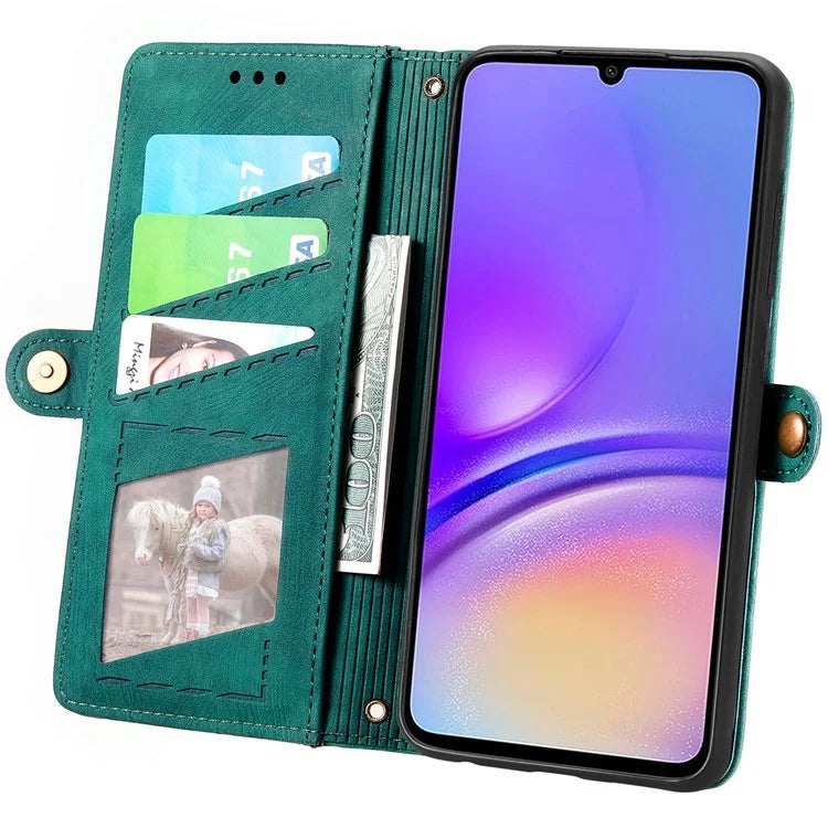 For Samsung Galaxy A06 Case Zipper Wallet Geometry Lines Leather Phone Cover