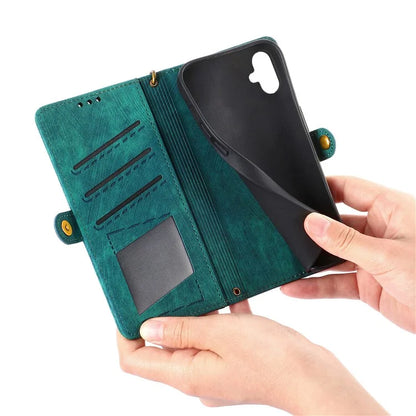 For Samsung Galaxy A06 Case Zipper Wallet Geometry Lines Leather Phone Cover