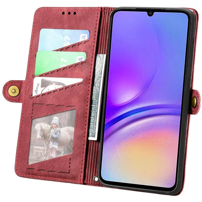 For Samsung Galaxy A06 Case Zipper Wallet Geometry Lines Leather Phone Cover