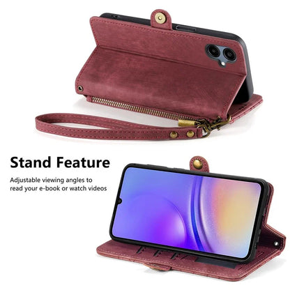 For Samsung Galaxy A06 Case Zipper Wallet Geometry Lines Leather Phone Cover