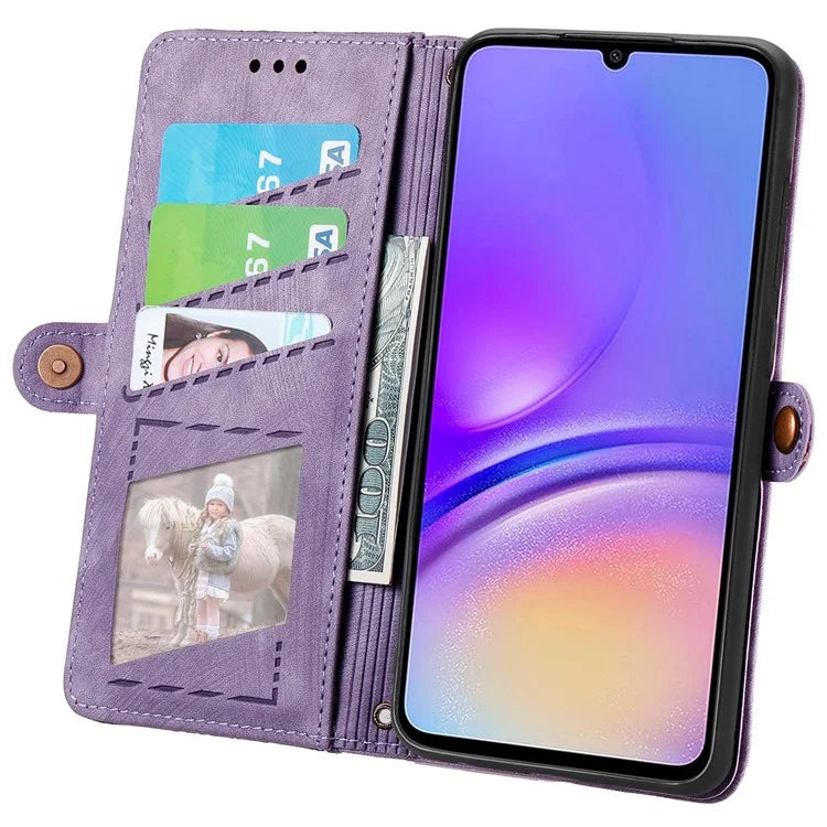 For Samsung Galaxy A06 Case Zipper Wallet Geometry Lines Leather Phone Cover