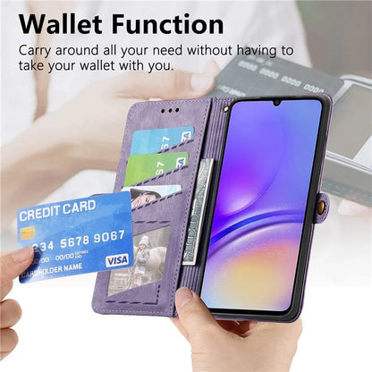 For Samsung Galaxy A06 Case Zipper Wallet Geometry Lines Leather Phone Cover