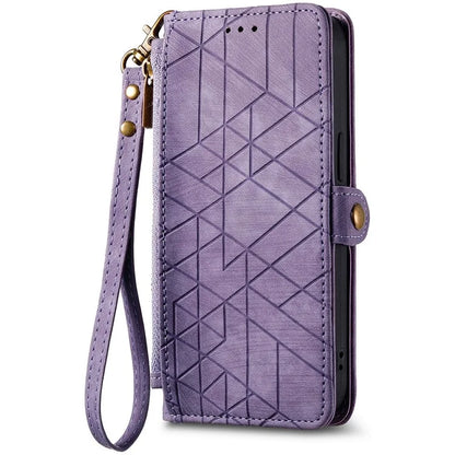 For Samsung Galaxy A06 Case Zipper Wallet Geometry Lines Leather Phone Cover