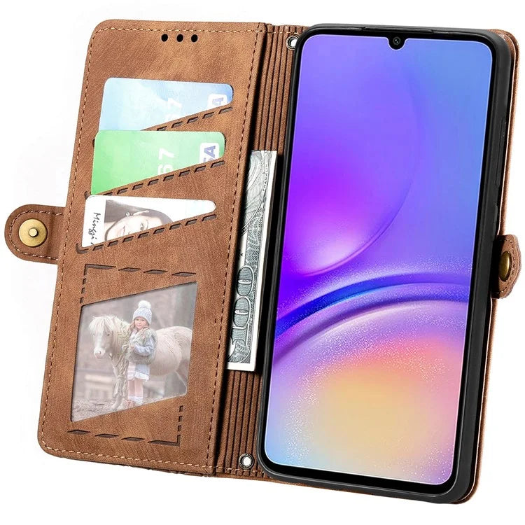 For Samsung Galaxy A06 Case Zipper Wallet Geometry Lines Leather Phone Cover