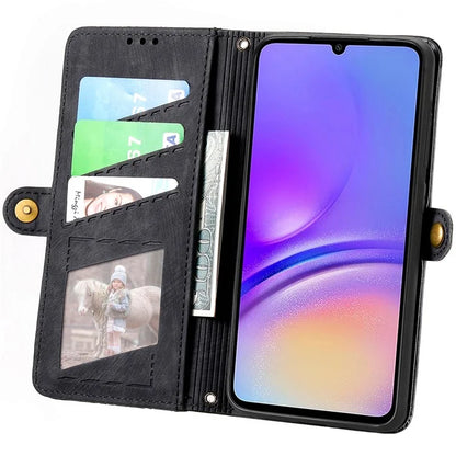 For Samsung Galaxy A06 Case Zipper Wallet Geometry Lines Leather Phone Cover