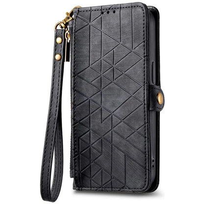 For Samsung Galaxy A06 Case Zipper Wallet Geometry Lines Leather Phone Cover