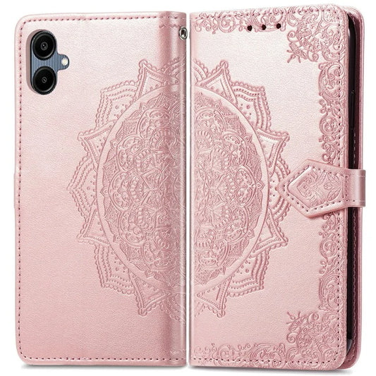 For Samsung Galaxy A06 Case Mandala Embossed Design Leather Wallet Phone Cover