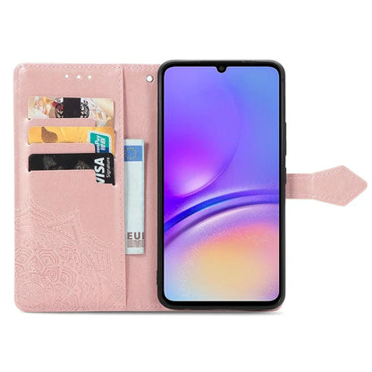 For Samsung Galaxy A06 Case Mandala Embossed Design Leather Wallet Phone Cover