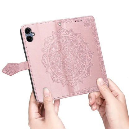 For Samsung Galaxy A06 Case Mandala Embossed Design Leather Wallet Phone Cover