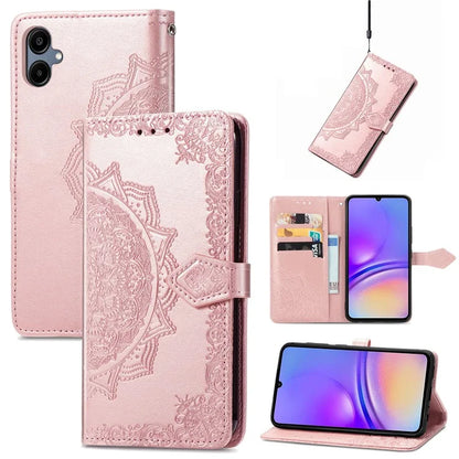 For Samsung Galaxy A06 Case Mandala Embossed Design Leather Wallet Phone Cover