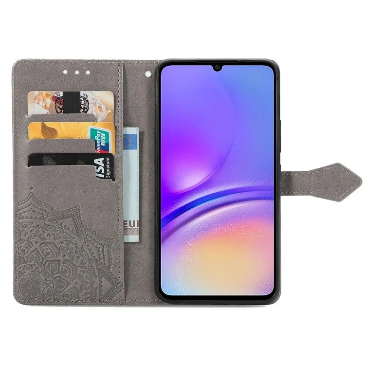 For Samsung Galaxy A06 Case Mandala Embossed Design Leather Wallet Phone Cover