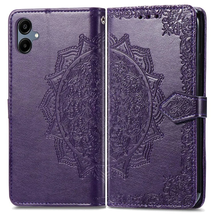 For Samsung Galaxy A06 Case Mandala Embossed Design Leather Wallet Phone Cover