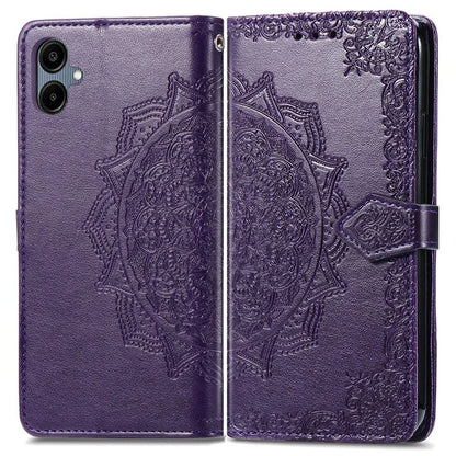 For Samsung Galaxy A06 Case Mandala Embossed Design Leather Wallet Phone Cover