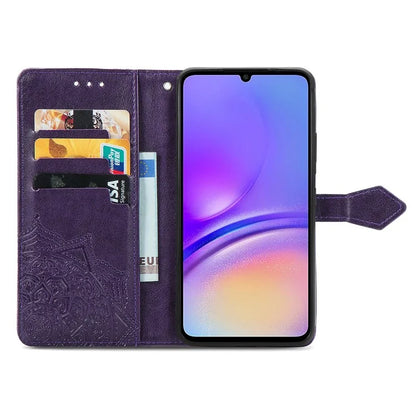 For Samsung Galaxy A06 Case Mandala Embossed Design Leather Wallet Phone Cover
