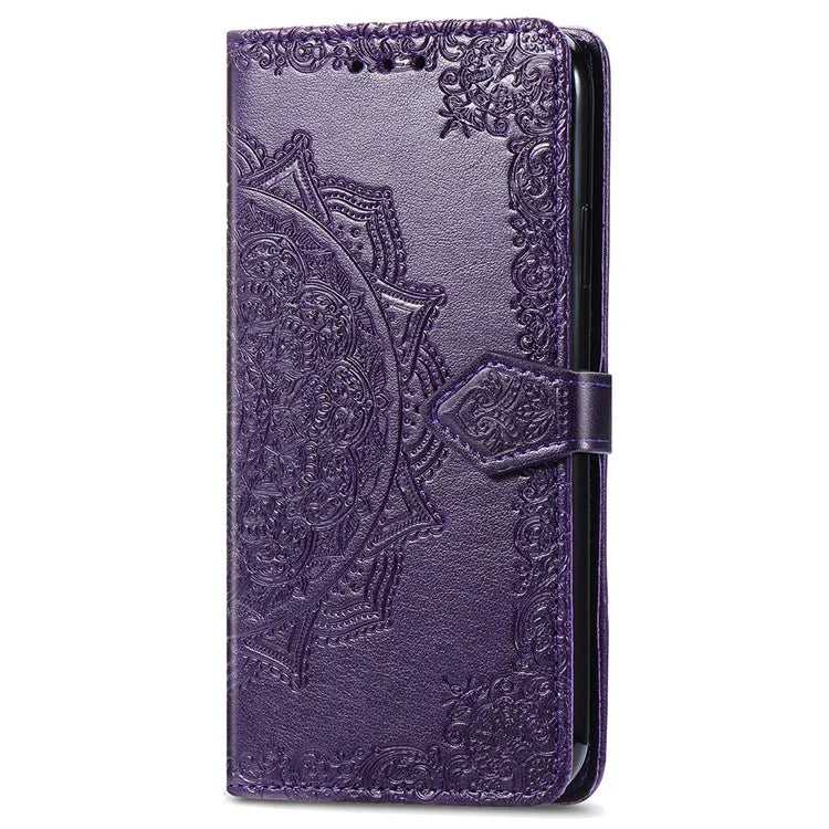 For Samsung Galaxy A06 Case Mandala Embossed Design Leather Wallet Phone Cover