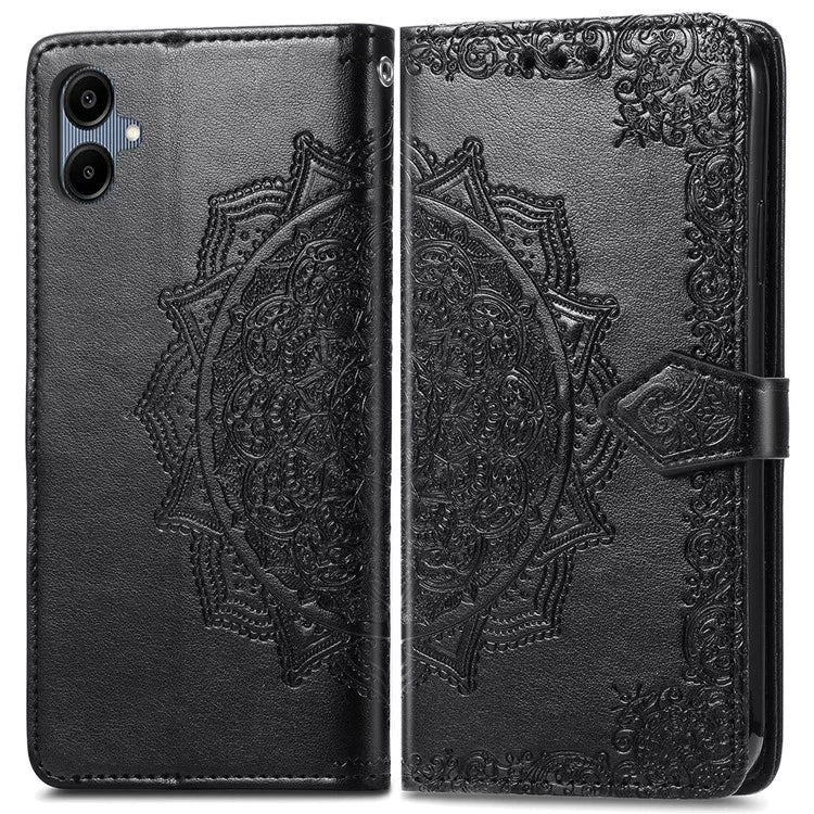 For Samsung Galaxy A06 Case Mandala Embossed Design Leather Wallet Phone Cover