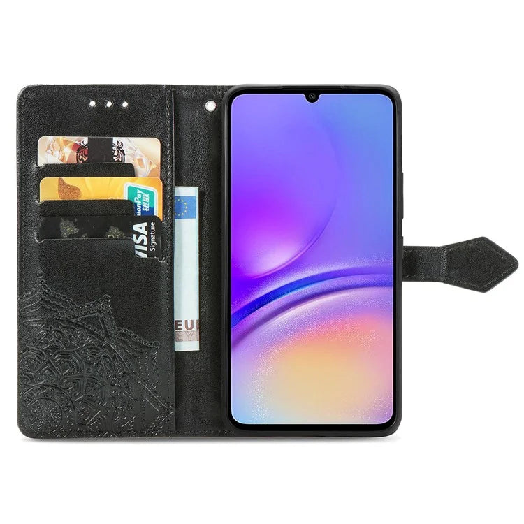 For Samsung Galaxy A06 Case Mandala Embossed Design Leather Wallet Phone Cover
