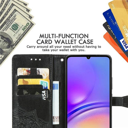 For Samsung Galaxy A06 Case Mandala Embossed Design Leather Wallet Phone Cover
